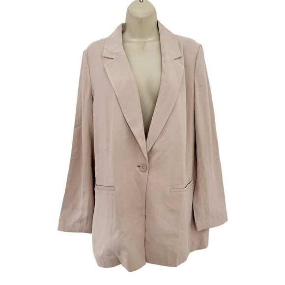 CHELSEA28 Woman's Sz M "Tan Memoir" Beige Front One Button Blazer Jacket NWT - Picture 1 of 8